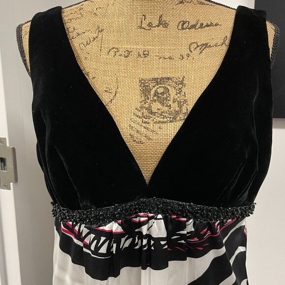 Trina Turk • Velvet & Silk Beaded Retro Cocktail Dress | Size 10** - Picture 3 of 6